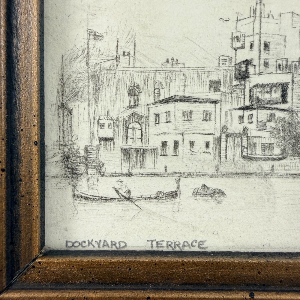 Pair of John Nichols Signed Etchings Dockyard Terrace & On Gareloch Maritime - Picture 10 of 16